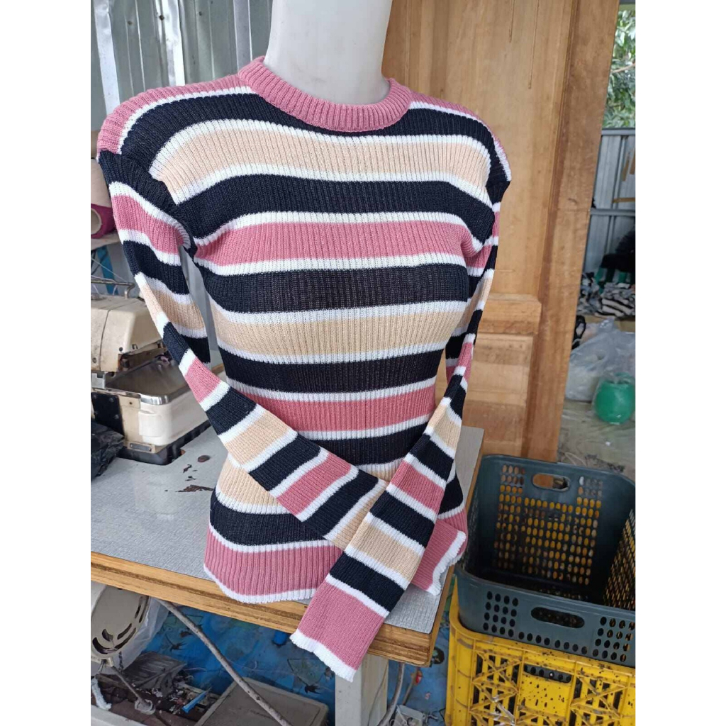 atasan rajut knit bica/inner rajut motif garis/pakaian rajut wanita best seller terbaru