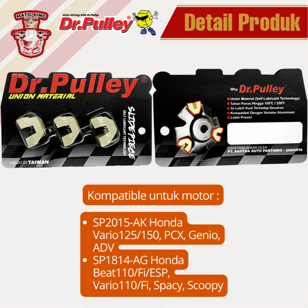 Slide slider piece Honda Beat Scoopy Vario Genio Spacy Deluxe 110 Karbu FI ESP Pop Street Dr Pulley SP1814-AG