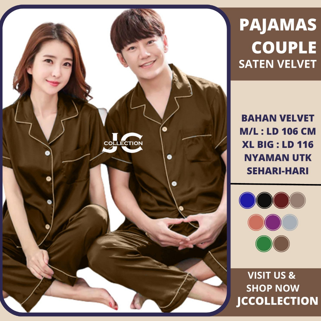 Piyama Couple pasangan Satin Big Size 2XL COUPLE CP - Piyama Satin Jumbo - JCCollections