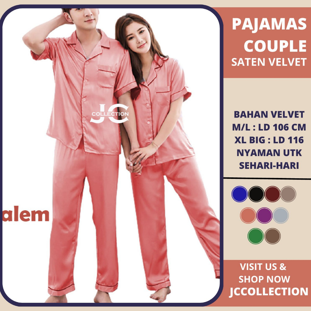 Piyama Couple pasangan Satin Big Size 2XL COUPLE CP - Piyama Satin Jumbo - JCCollections
