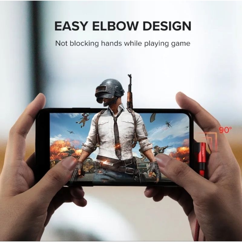 UGREEN Kabel Charger/Data Lightning 90 Derajat MFI