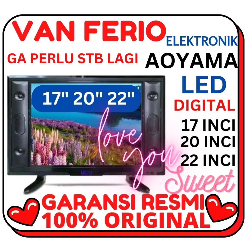 TV LED AOYAMA 20" DIGITAL USB/VGA 20 INCH GARANSI RESMI