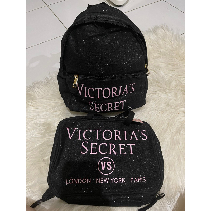 Victoria Secret Ransel  wanita/ Bag wanita Import Bangkok (ready warna Black & Silver)