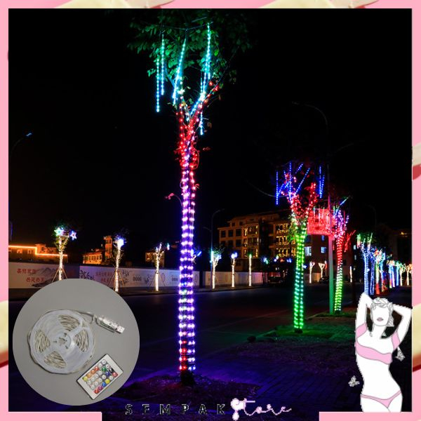 SS Lampu LED String RGB 5Meter 100 LED Remote Bluetooth Apk Lampu Tumblr Strip Hias 5 Meter 100LED Mode Musik Kontrol Remote Aplikasi Jarak Jauh Anti Air Dekorasi Kamar Tidur Pesta Murah Import