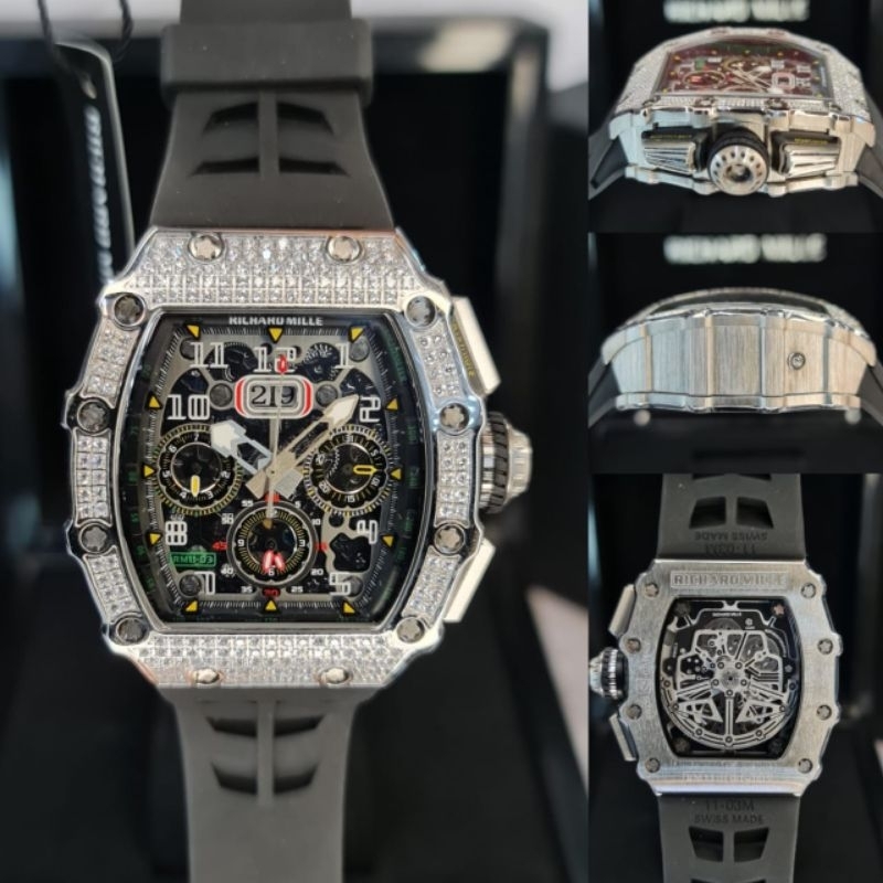JSR 2130 JAM TANGAN PRIA RICHARD MILE RM 11-01 SUPER ELASTIC RUBBER FROSTED DIAMOND SUPER PREMIUM