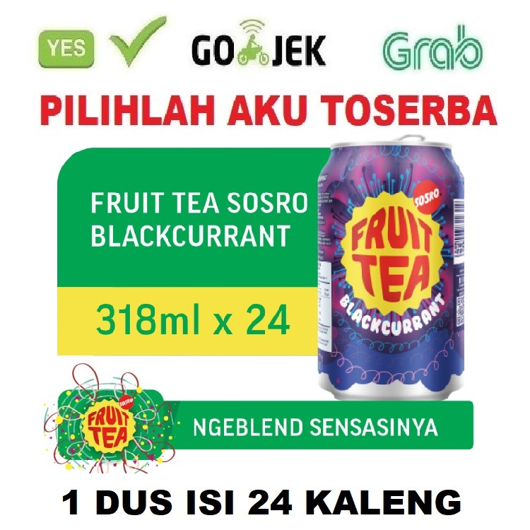 Fruit Tea Sosro BLACKCURRANT KALENG 318 ml -(HARGA 1 DUS ISI 24kaleng)