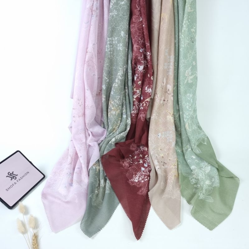 Shofa Fashion-Hijab segi empat voal motif premium Series Salmira