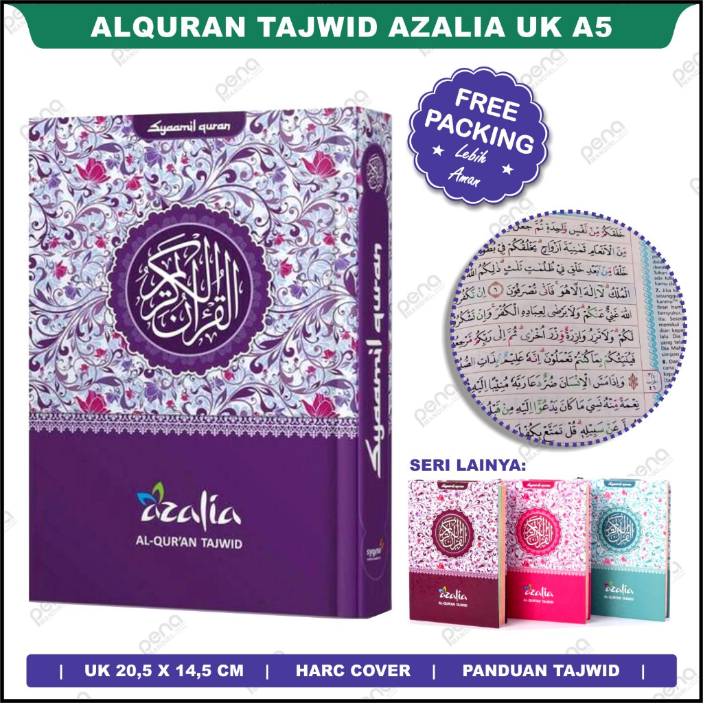 Alquran Rainbow Azalia Terjemahan A5 - Al Qur'an Wanita Terjemah Tajwid
