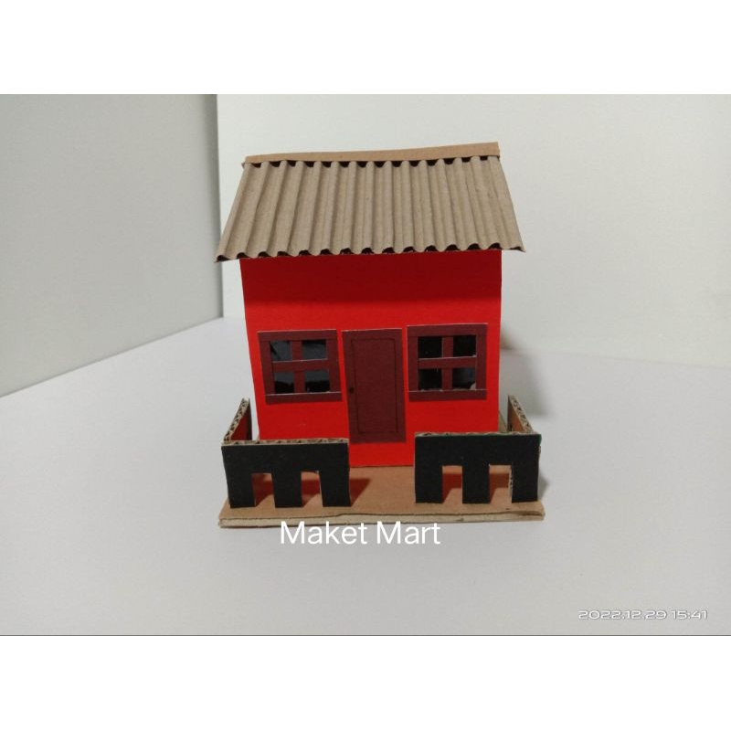 Celengan Rumah Prakarya Kerajinan Tangan Kardus Anak Sd Smp Tk Warna Merah