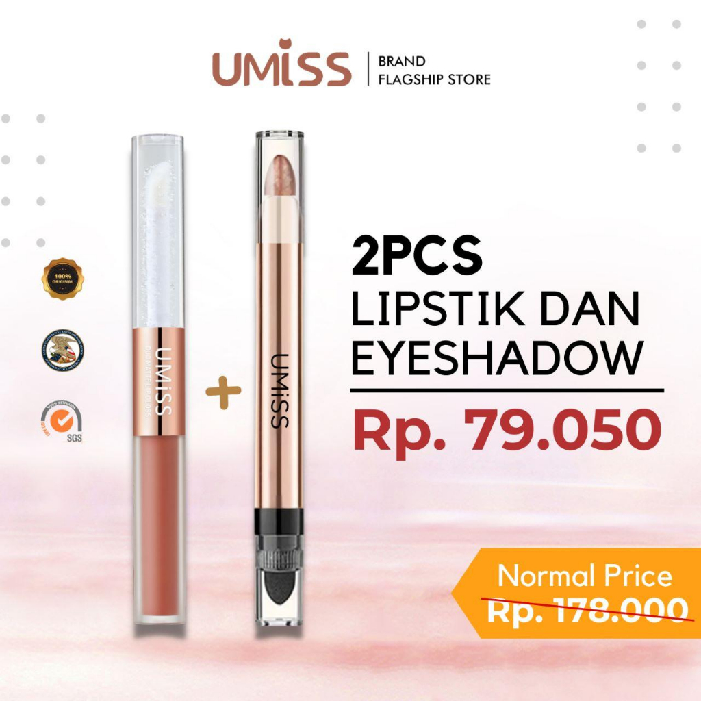 UMiSS double high gloss eyshadow pen &amp; UMISS 4in1 Lip Serum Lipstik Matte Velvet Light