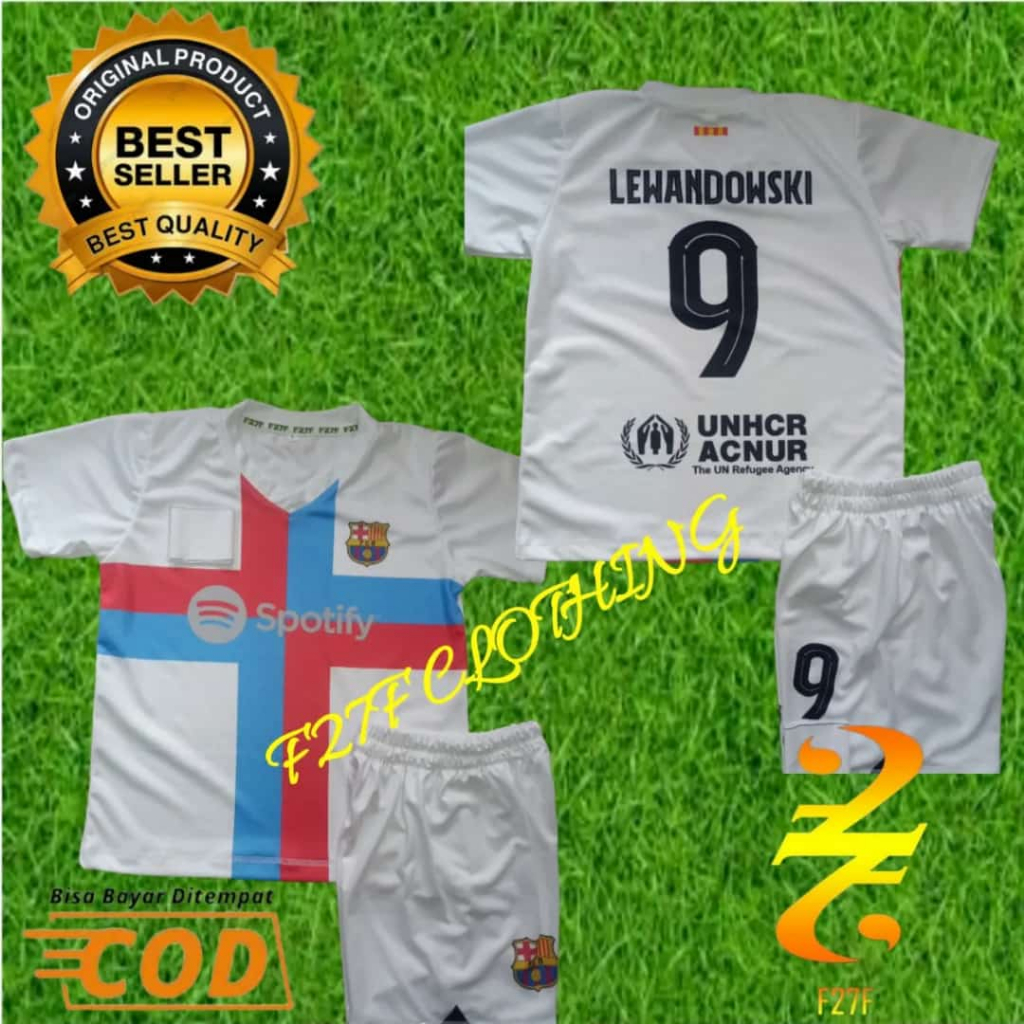 Best seller stelan anak jersey barcelona away2023 lewandowski