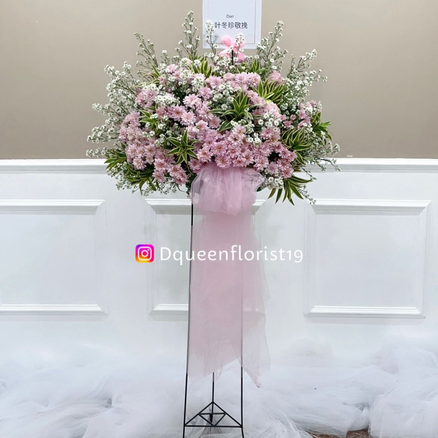 Dqueen Florist - Standing Flower Pink Gift Karangan Bunga Grand Opening Ucapan Selamat Sukses Happy Wedding Birthday