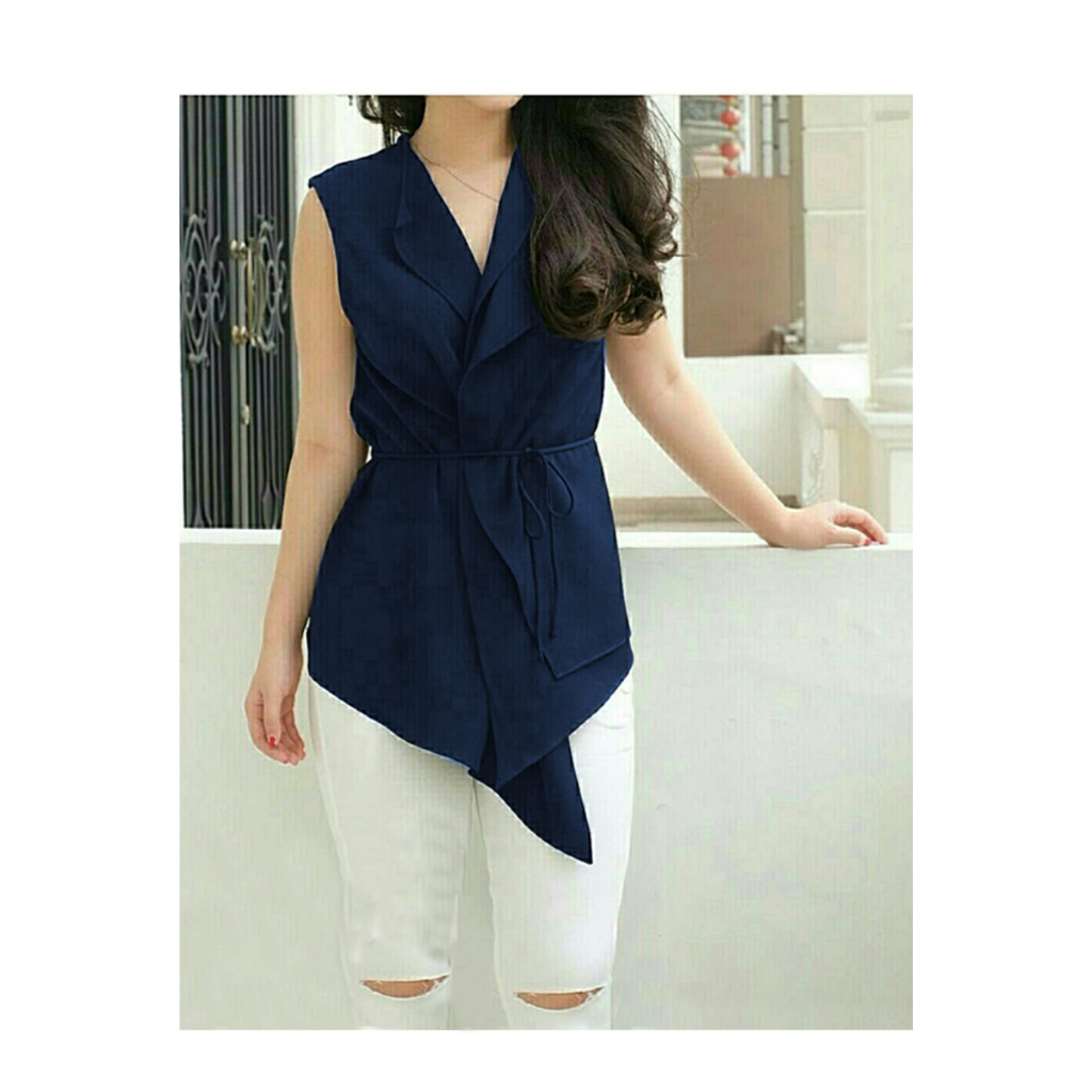 VVV Shop Blouse Vita Navy / Atasan Wanita Import / Atasan Wanita Kurea / Atasan Wanita Kerja / Atasa