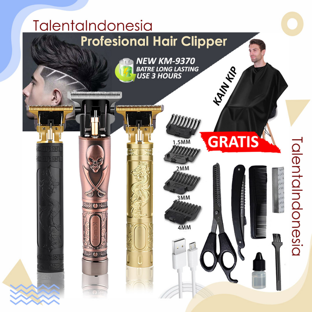 Alat Cukur Elektrik Hair Clipper Detail Outliner Trimmer Model Dragon Skull Kemei KM-9370