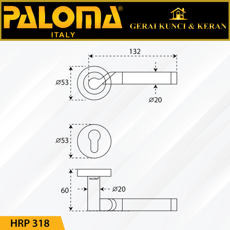 GAGANG PINTU HANDLE ROSES PALOMA HRP 318 STAINLESS STEEL SUS 304 HANDEL PINTU RUMAH