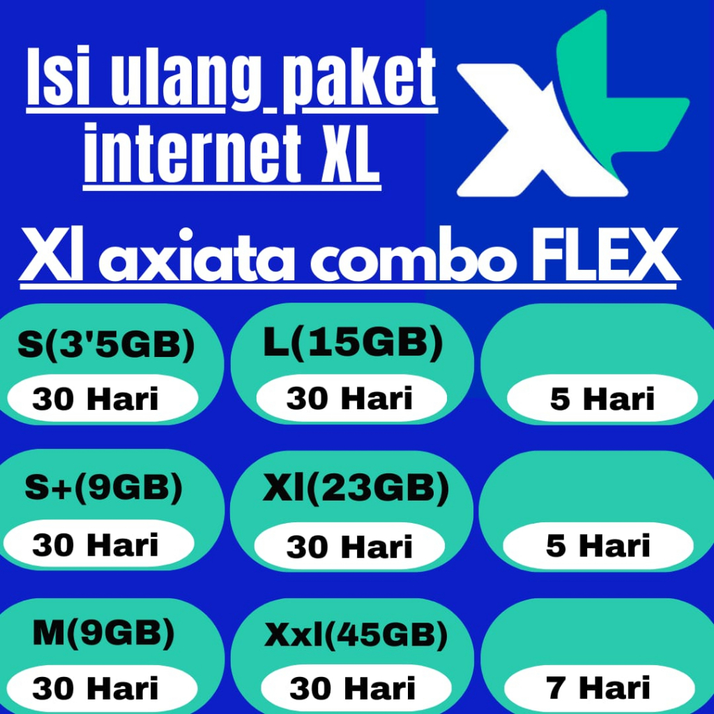 PAKET DATA XL COMBO FLEX S/S+/M/L/XL/XXL