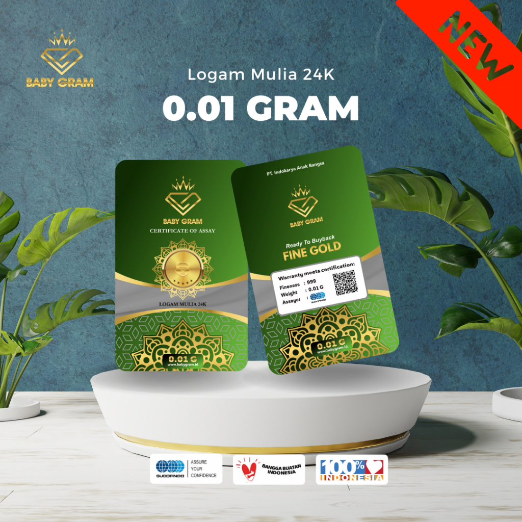 BABY GRAM || Logam Mulia Emas 0,01gr Murni 24K Bersertifikat