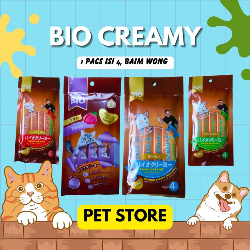 BIO CREAMY TREATS isi 4 pcs Snack Kucing bergizi setara Meo creamy