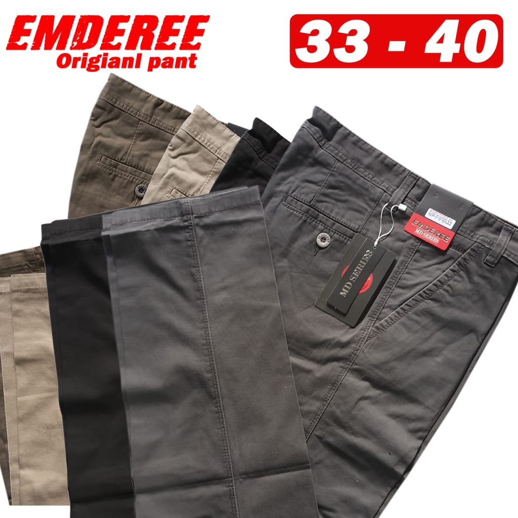 Celana Panjang Reguler Pria EMDEREE 100 % Original Bahan Katun Kualitas CARDINAL DLC EMBA Standar Ka