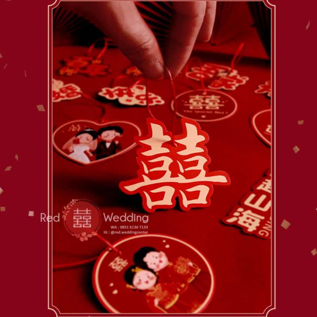[JUMBO] Gantungan Tag Wedding Dekor Hiasan Pohon Pajangan Lucu Sangjit Shuang Xi Imlek