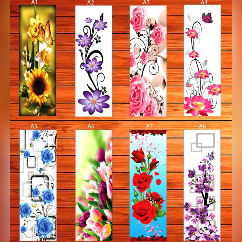 stiker kaca pemasangan dari dalam motif bunga cantik
