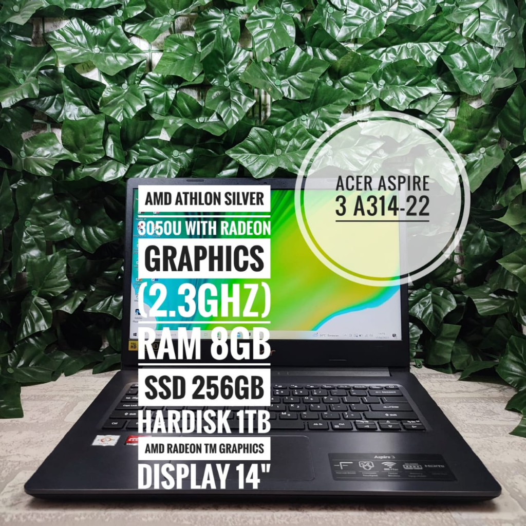 Laptop Acer Aspire 3 A314-22 Ram 8Gb Ssd 256Gb Bekas