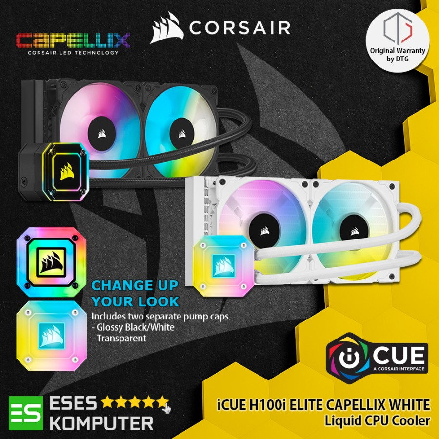 Corsair iCUE H100i Elite Capellix Liquid Water Cooling - AIO 240mm