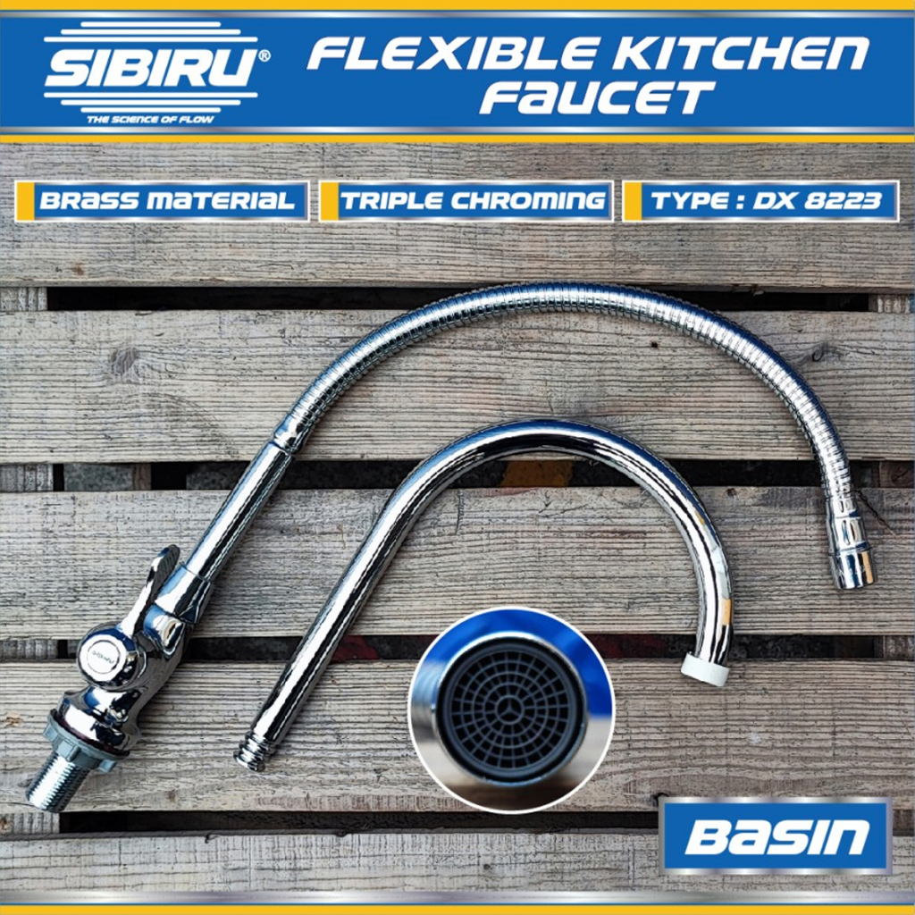 Kran Keran Air Basin Flexible Kuningan Sink Wastafel Dapur DX 8223