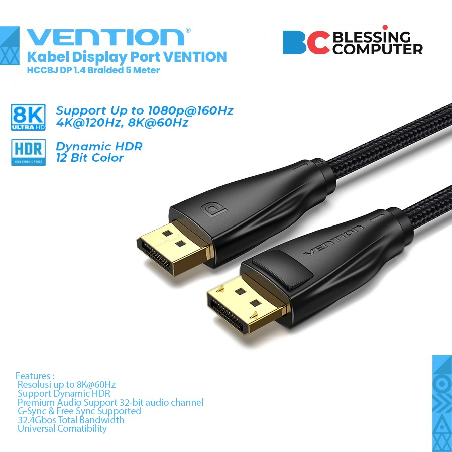 Kabel Display Port VENTION HCCBJ DP 1.4 Braided 5 Meter