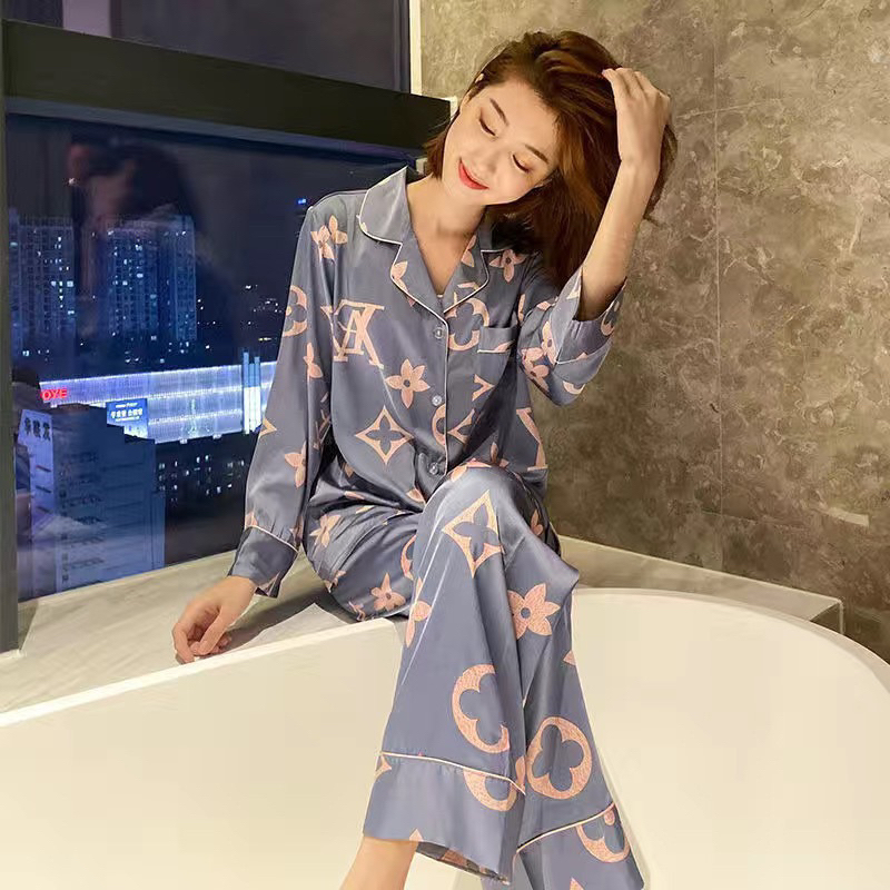 Ready Stock!!! Baju Tidur Piyama Set Bahan Satin Motif Lengan Panjang Celana Panjang / Piyama Import / Super High Quality / Baju Tidur Import / Baju Tidur Murah / Piyama Set / Baju Tidur Set 02