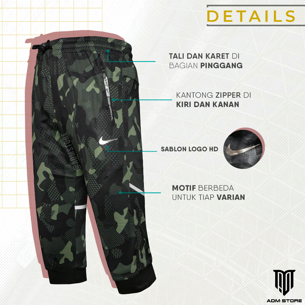 Celana Jogger Pants Pendek Pria Premium Import Loreng Army #JTL1