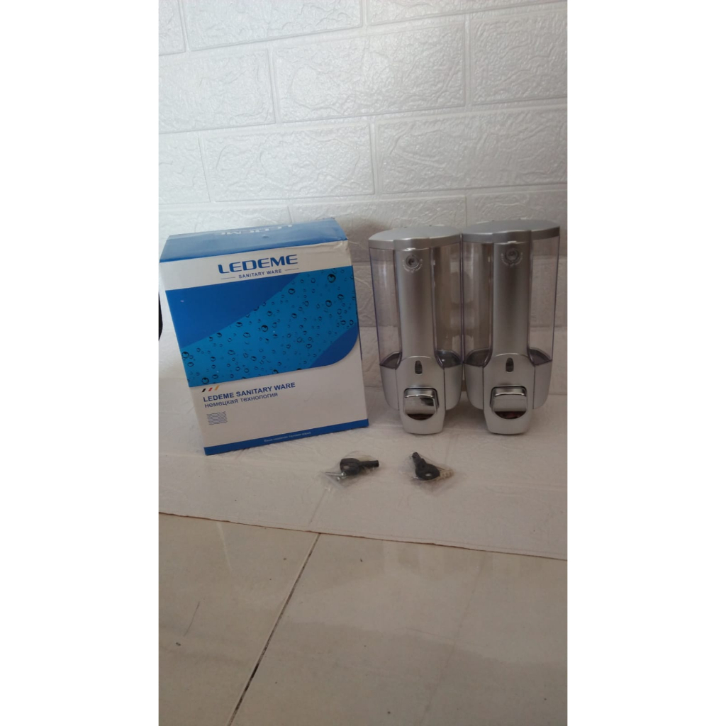 SILVER DOUBLE TOUCH SOAP SHAMPO DISPENSER sabun double silver