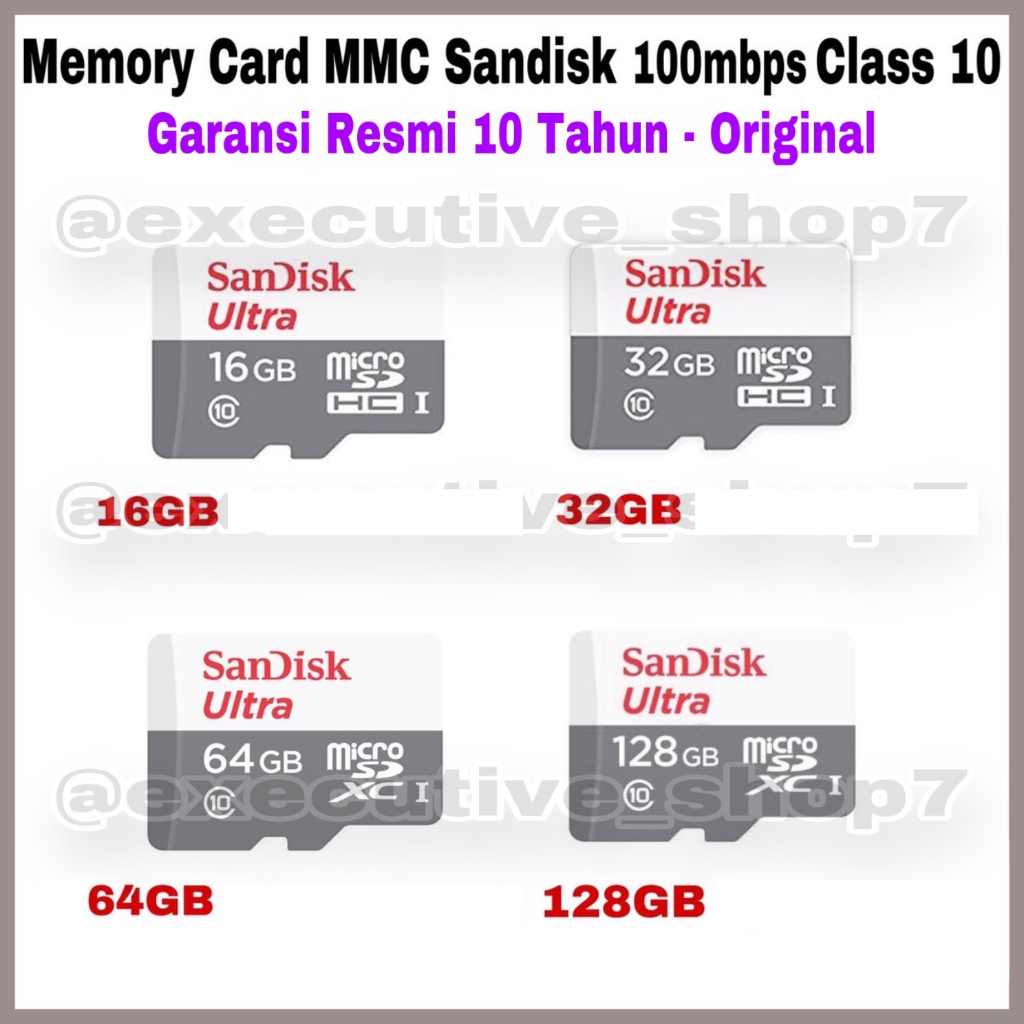 Memory Card MMC Sandisk 100mbps Class 10 - Garansi Resmi 10 Tahun - Original