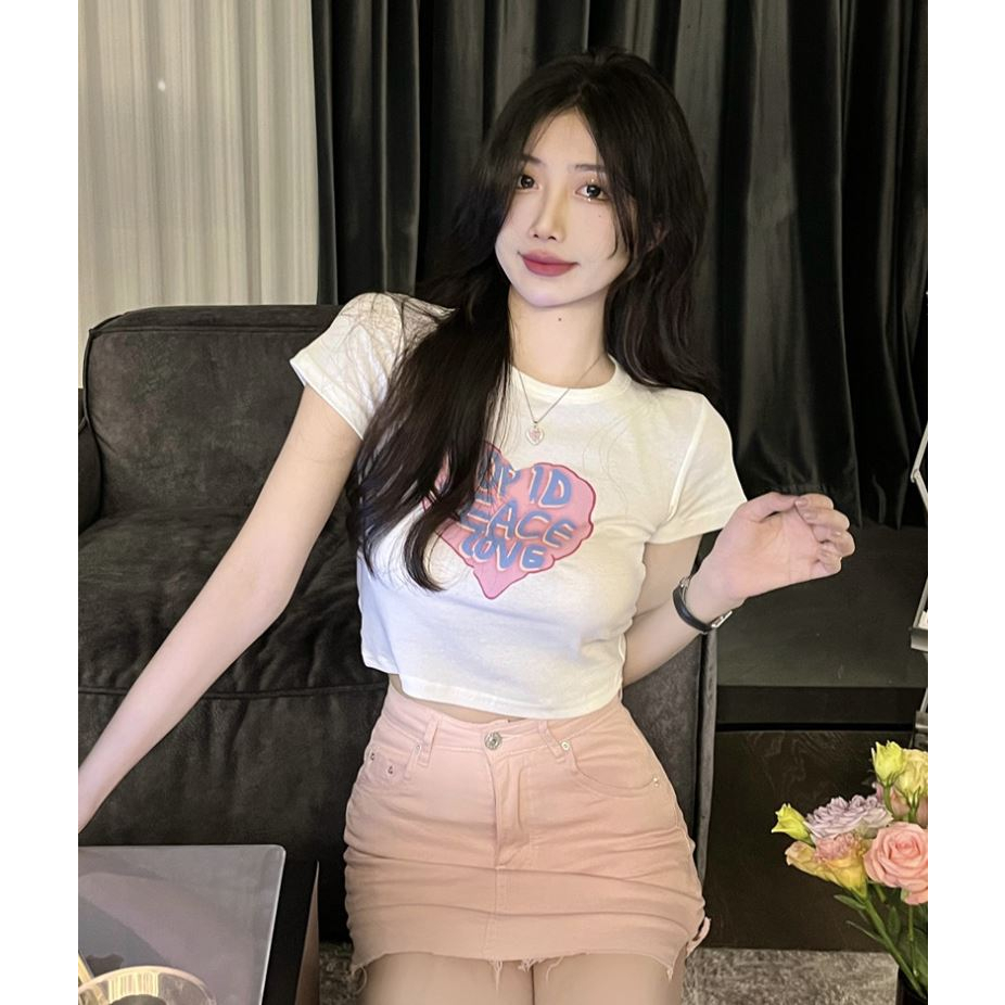 TJM BJ377 Baju Atasan Crop Top Lengan Pendek Kaos Wanita Kekinian Fashion Korean