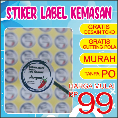 

Cetak STIKER LABEL | stiker makanan | Stiker Murah | OLSHOP MAKANAN MINUMAN TOPLES BOTOL KEMASAN