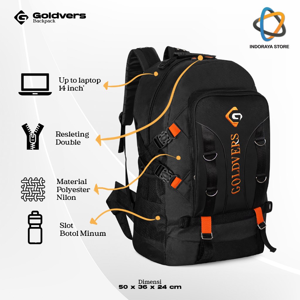 GOLDVERS Tas Ransel Pria Jumbo Backpack 60L Tas Mudik Tas Punggung Ransel Carrier