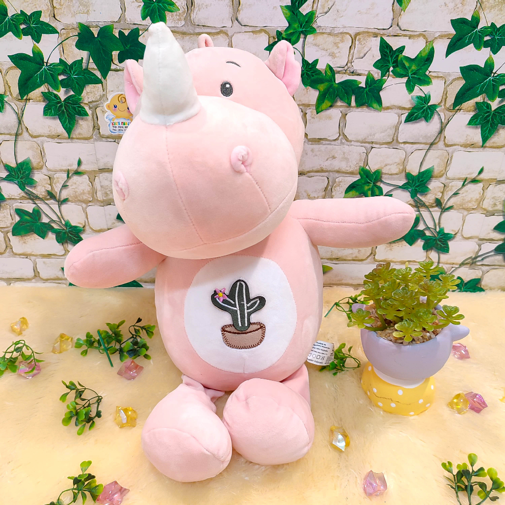 Boneka Badak Rhino Jumbo Pink 43 cm