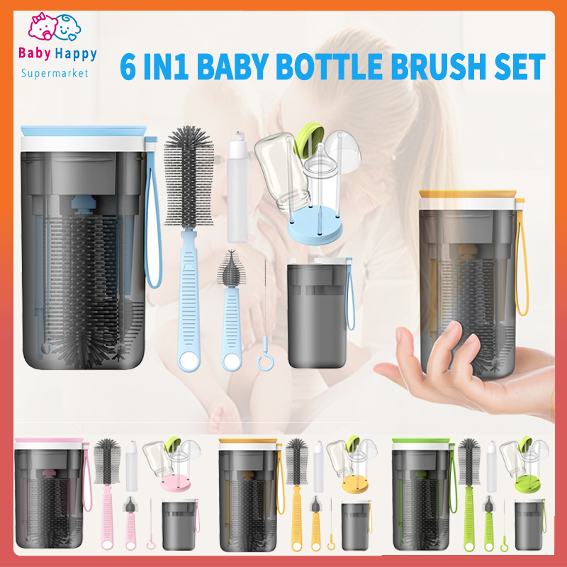 KAPAL 24 JAM 6in1 Yotime Home Travel Baby Set Sikat Botol Silikon Rak Drainase Multifungsi