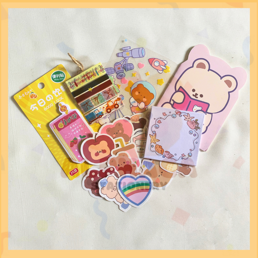 [ALPHACA] Paket ATK Stationery Lucu Perlengkapan Alat Sekolah Lengkap Set Murah