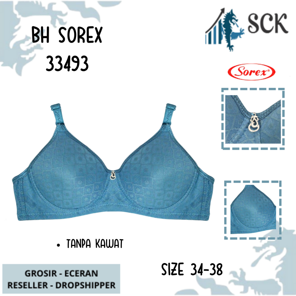 BH SOREX 33493 Tanpa Kawat Busa Tipis Polos CUP A-B / Pakaian Dalam Wanita