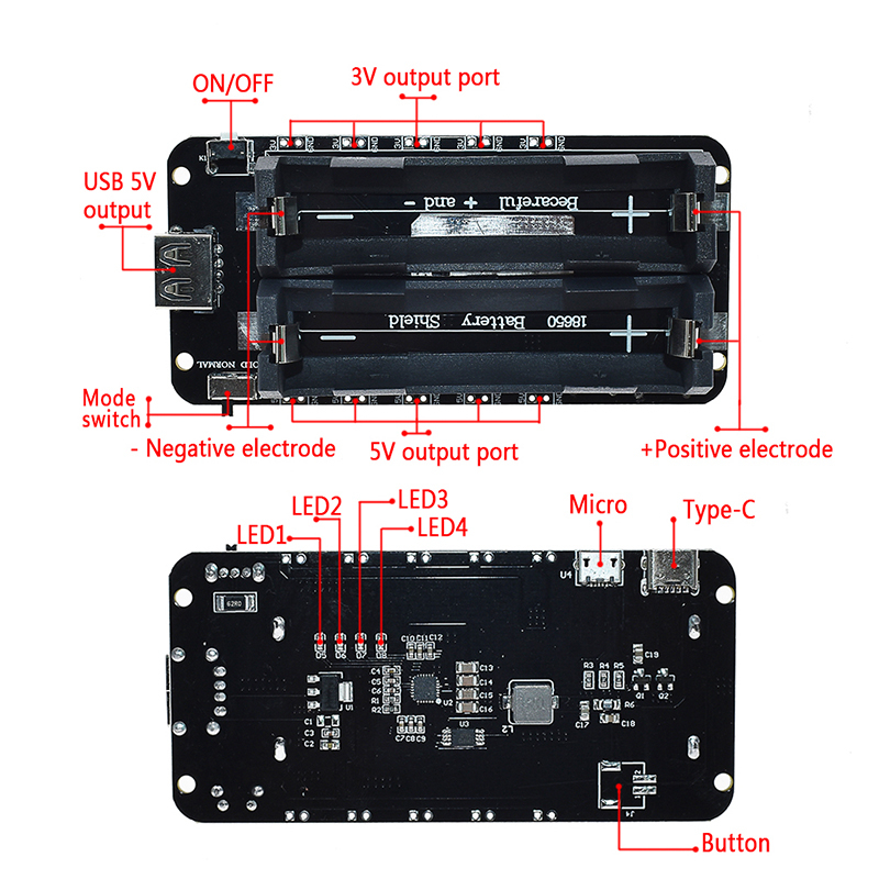 2 Slot 18650 ESP8266 ESP32 Battery Shield Case USB Power Supply Lithium Charger Module