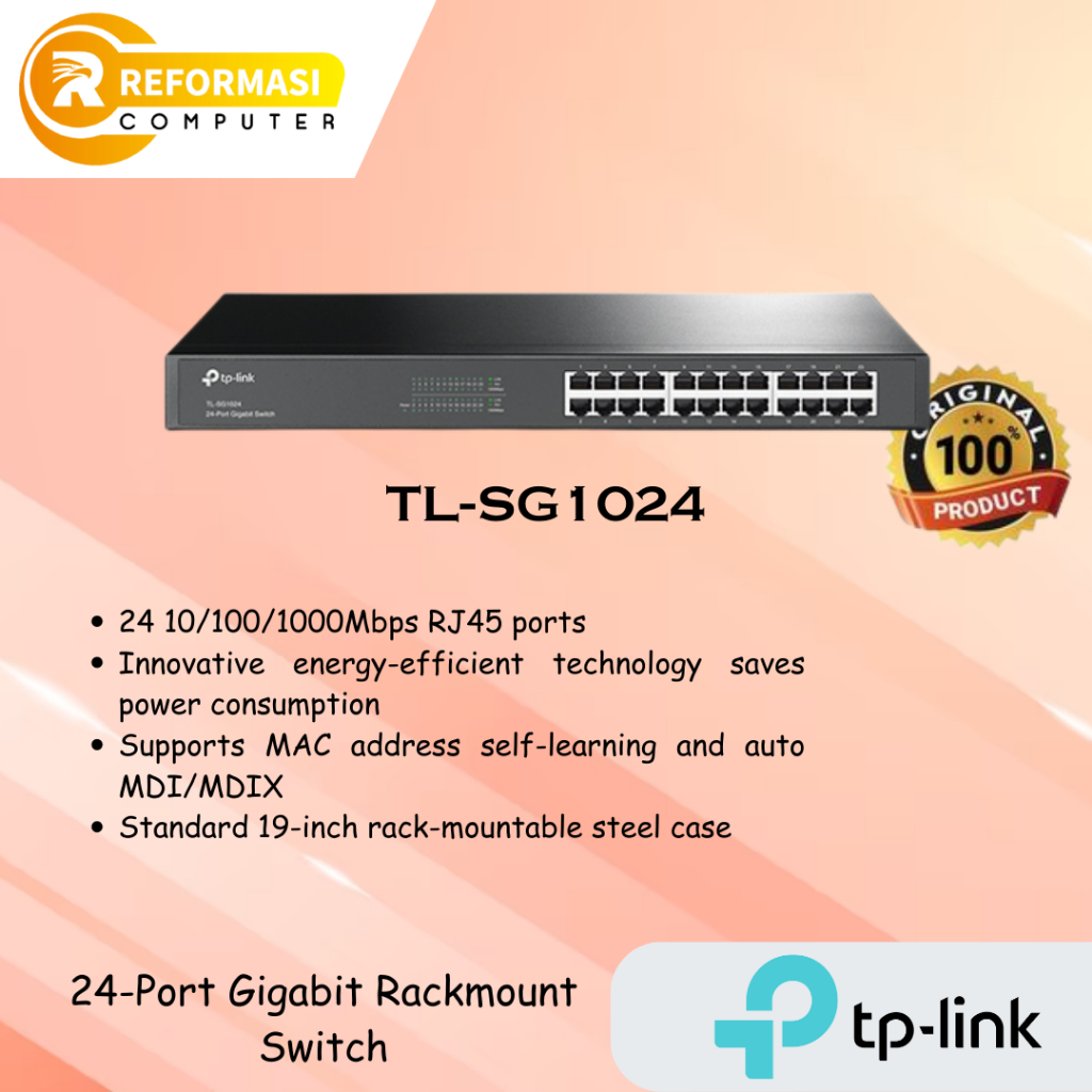 TP-Link TL-SG1024 24-port Gigabit Switch 19-inch rack-mountable steel