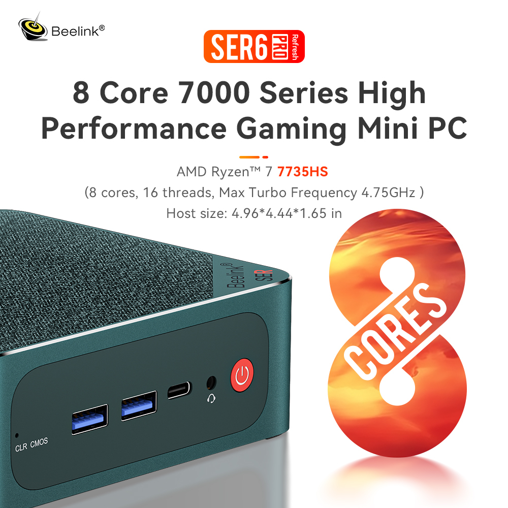 Beelink SER6 Pro AMD Ryzen 7735HS 32GB DDR5 500GB SSD NVMe Gaming Windows 11 Pro