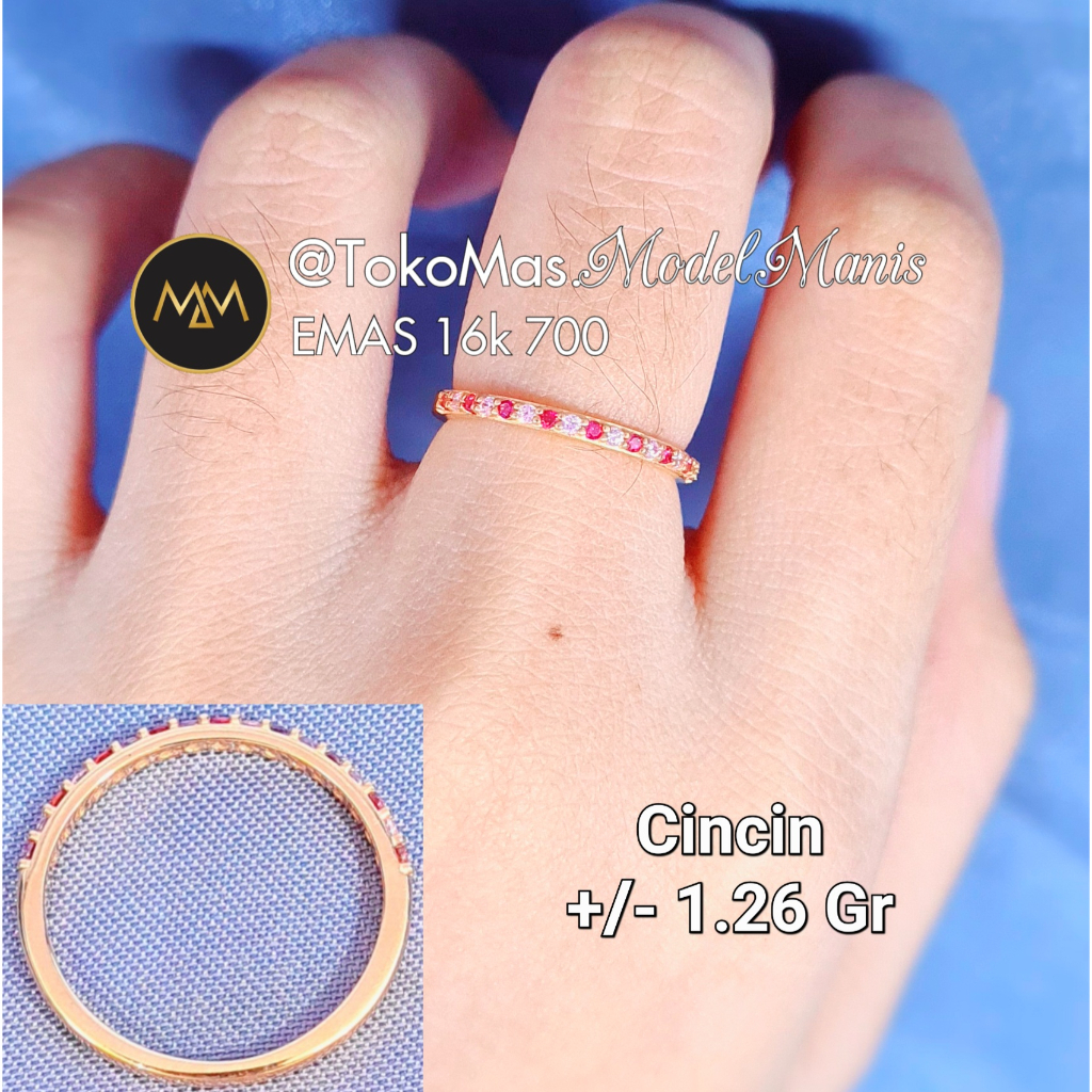 Cincin listring pink maroon emas kuning 700 kadar 16k