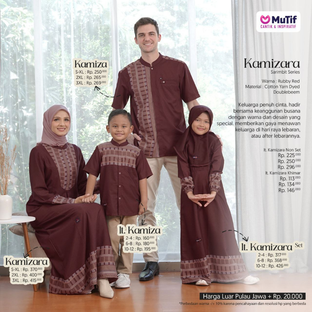 (COD) SARIMBIT KELUARGA TERBARU MUTIF KAMIZARA & KAMIZA RUBY RED // FAMILY SET