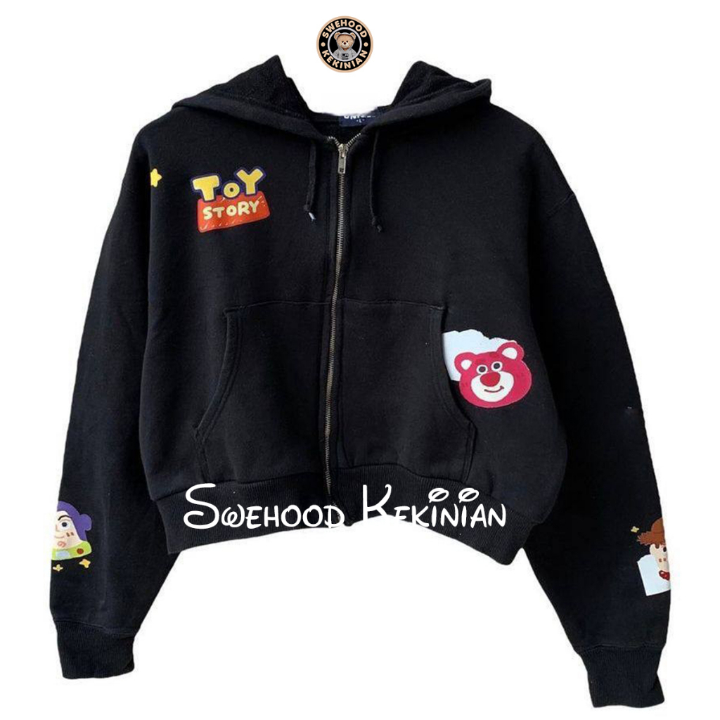 TOY LOTSO BUZZ CROP PREMIUM Jaket Hoodie Zipper Wanita Kekinian Fashion Outfit Ootd Korean Style Suiter Krunek Jacket Hudie Sweter Cewek Remaja Switter Bahan Fleece Tebal LD 110 PB 45