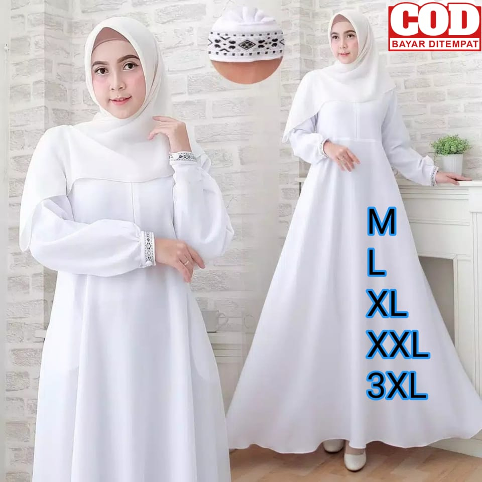 Gamis Putih Wanita Kekinian Gamis Terbaru  gamis putih jumbo Gamis Remaja Brukat Gamis Jumbo Kondangan  Gamis Putih Terbaru Busui Putih Polos Fashion Muslim M-L-XL-XXL-XXXL Gamis Polos Putih 2023