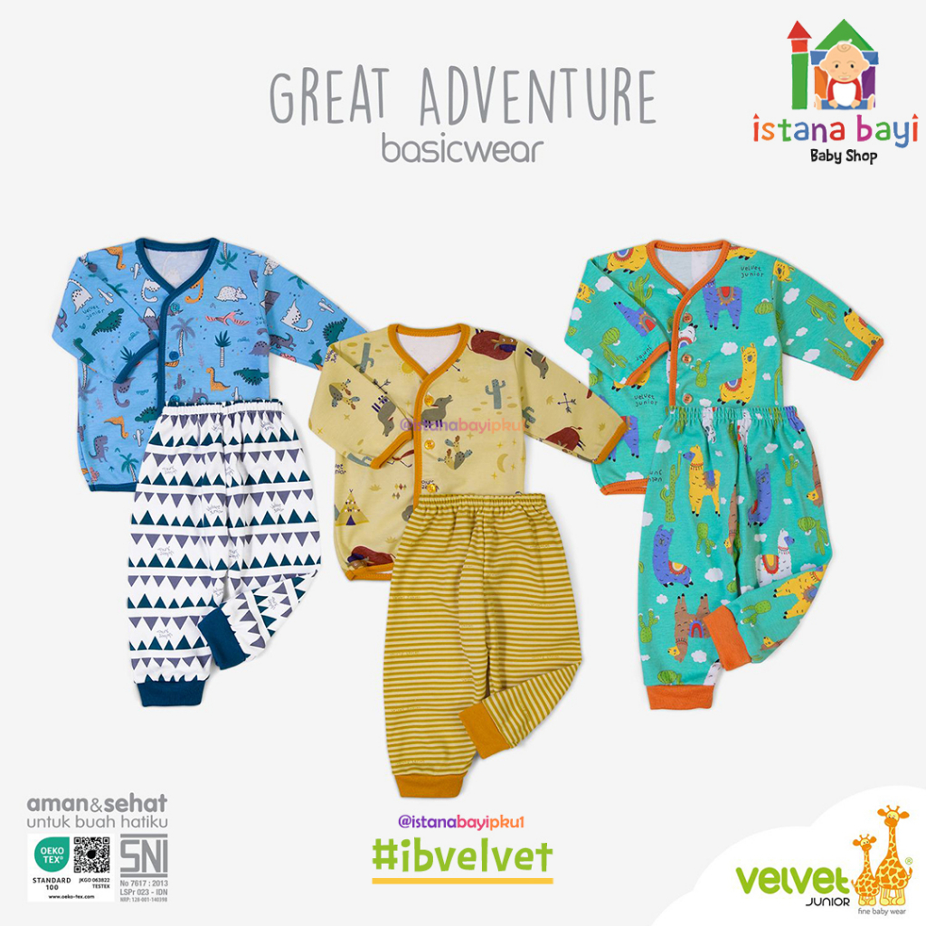 Velvet junior GREAT ADVENTURE/STAR GAZER/SPRING BLOSSOM Setelan Baju Panjang celana kc Tengah NB - Velvet Piyama Bayi/Piyama-VELVET MOTIF PARADE OF JOY &amp; MIX BOY GIRL