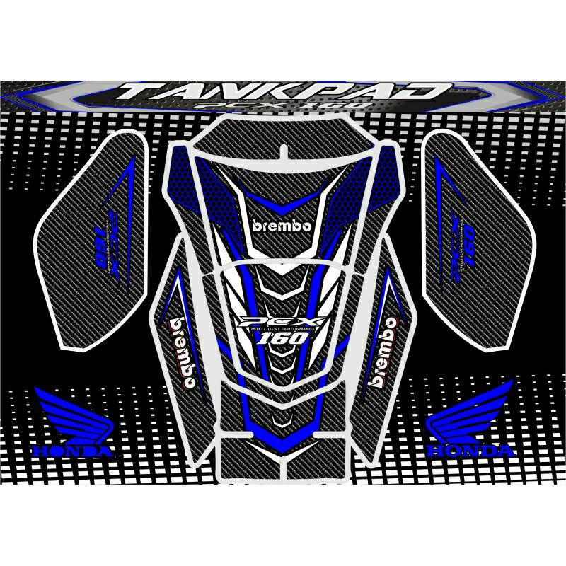 Tangkap PCX 160 new / Sid pad pcx all new / stiker samping / no timbu / atas Tanki pijakan kaki depa