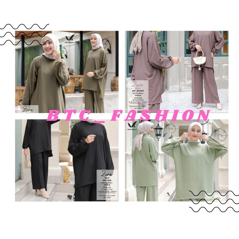 Vente Daily Zura Oneset Jumbo Knite Waffle Uniqlo Motif Polos/ Setelan Wanita LD 130 / Atasan Wanita